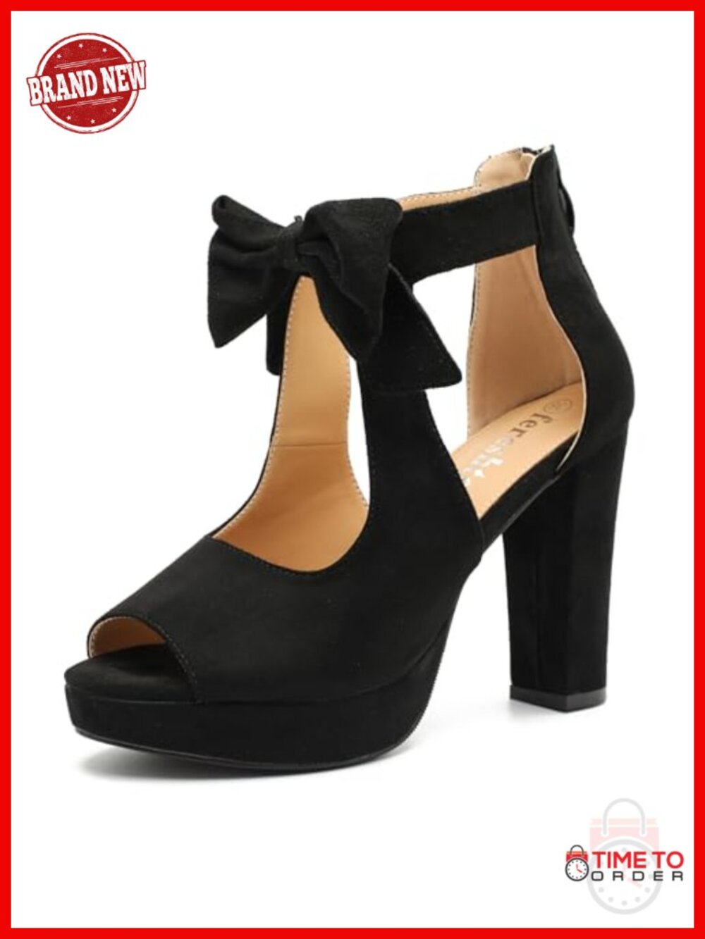 Women's Bow Chunky Heel Sandals Platform Peep Toe Block Heel Ankle Strap